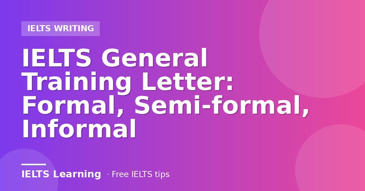 IELTS General Training Letter: Formal, Semi-formal, Informal